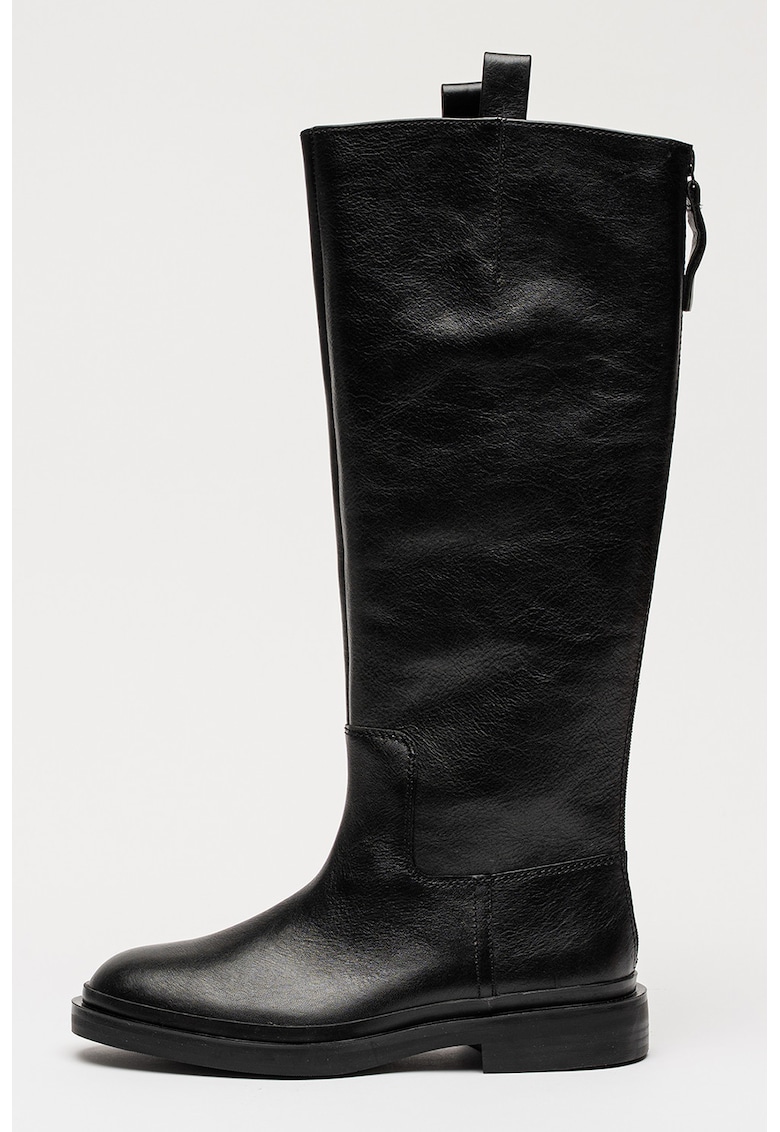 Cizme lungi din piele cu fermoar pe partea din spate Previa-High