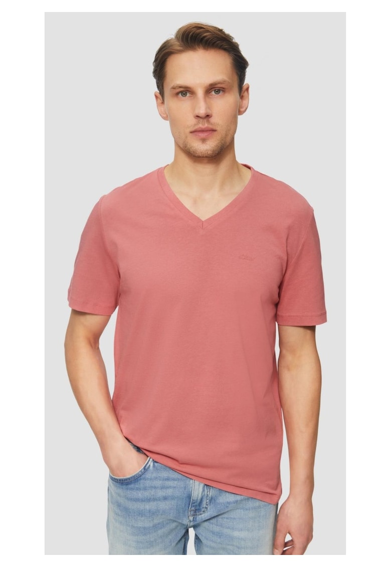 Tricou barbati cu anchior - Regular fit - din bumbac - Roz prafuit