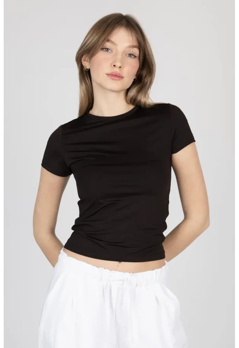 Tricou dama - jerseu - decolteu rotund - negru