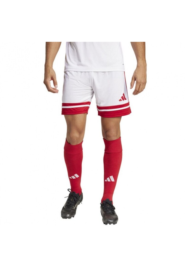 Pantaloni scurti sport barbati Squadra - poliester - alb/rosu