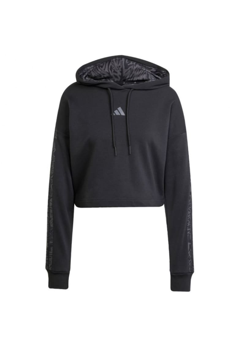 Hanorac sport dama - Essentials - imprimeu - negru - French Terry -