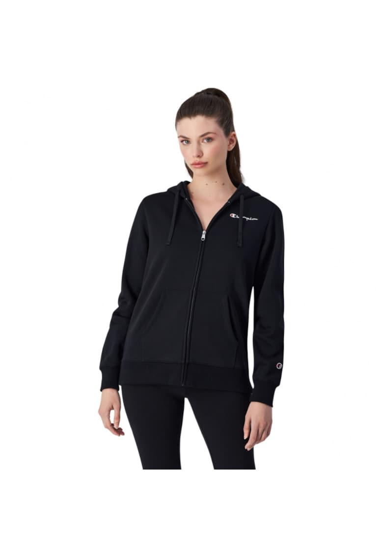 Hanorac sport dama cu fermoar - negru - material confortabil