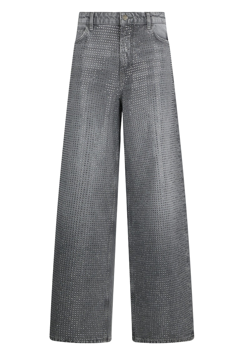 Blugi ampli cu talie inalta - Gri