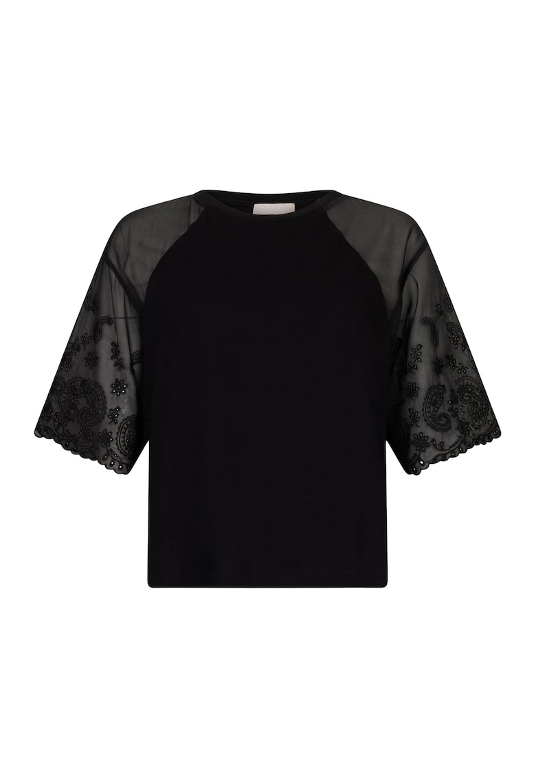 Bluza de bumbac cu decolteu rotund