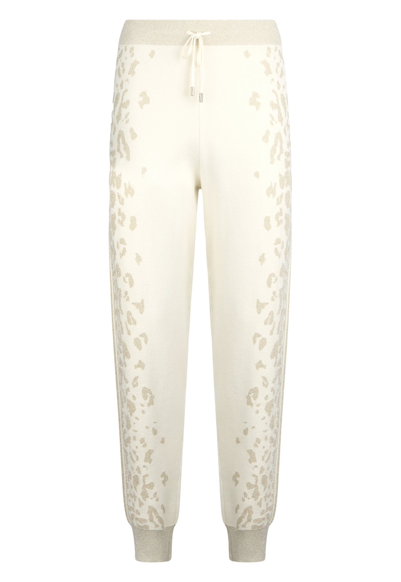 Liu Jo Pantaloni de trening cu animal print si aspect tricotat - Alb/Auriu
