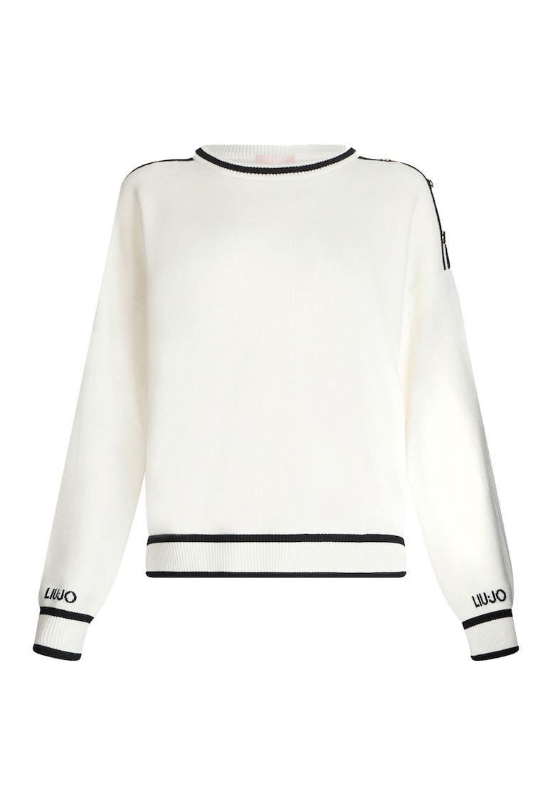 Pulover din amestec de matase cu nasturi decorativi