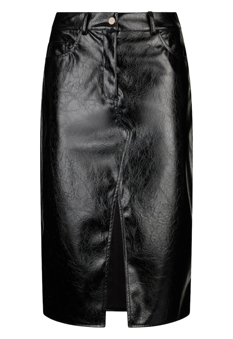 Fusta de piele ecologica cu slit frontal