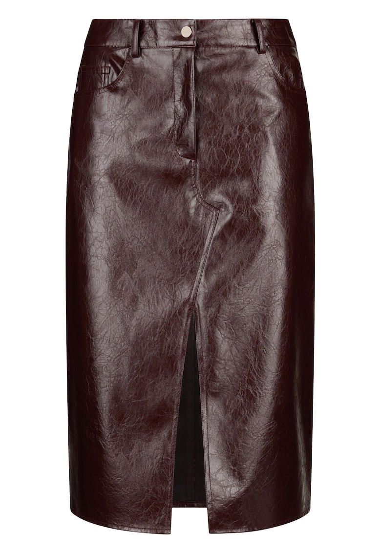Fusta de piele ecologica cu slit frontal