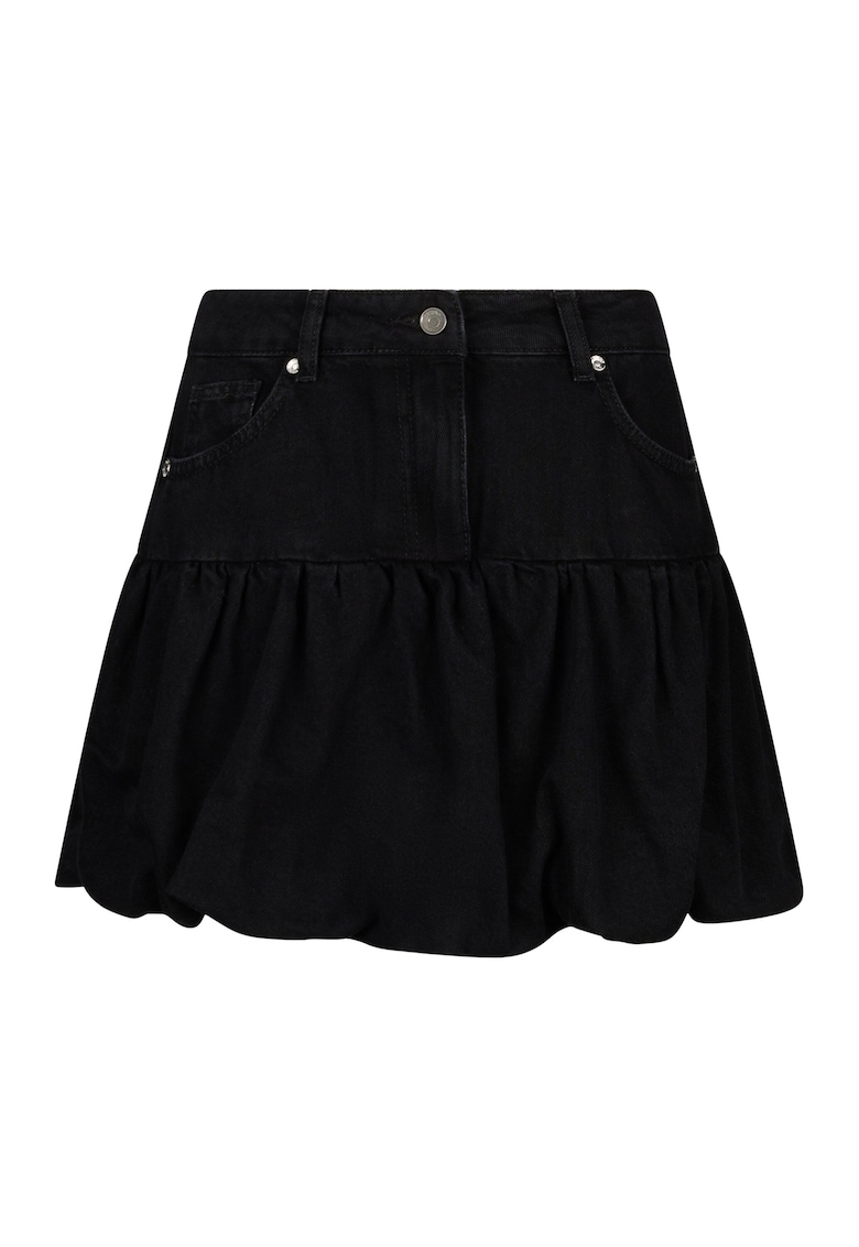 Fusta mini de denim cu garnituri cu volane