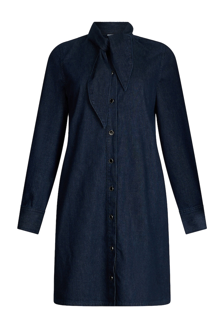 Rochie-camasa mini de denim cu funda
