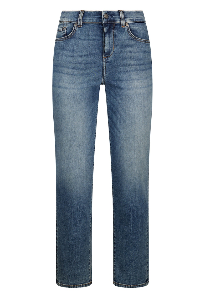 Blugi crop slim fit cu aspect decolorat