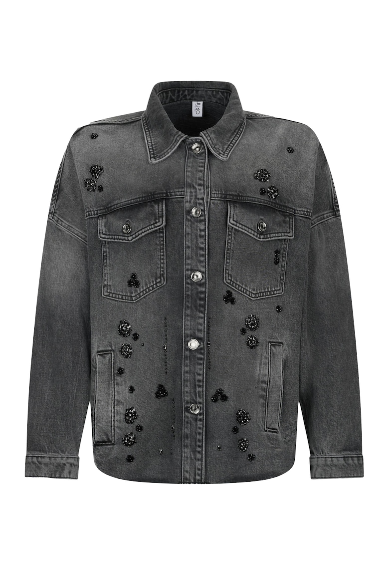Jacheta din denim cu strasuri