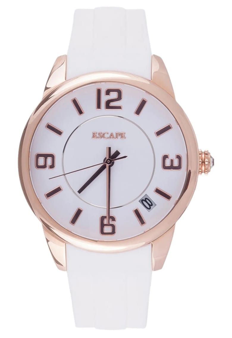 Ceas dama curea silicon alb - carcasa otel - 31-34 mm - rezistenta apa 5 ATM