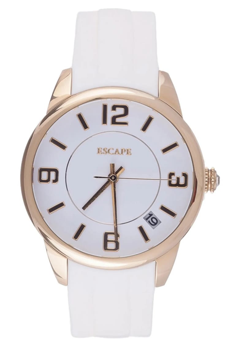 Ceas dama curea silicon alb - carcasa otel 31-34 mm - rezistent la apa 5 ATM