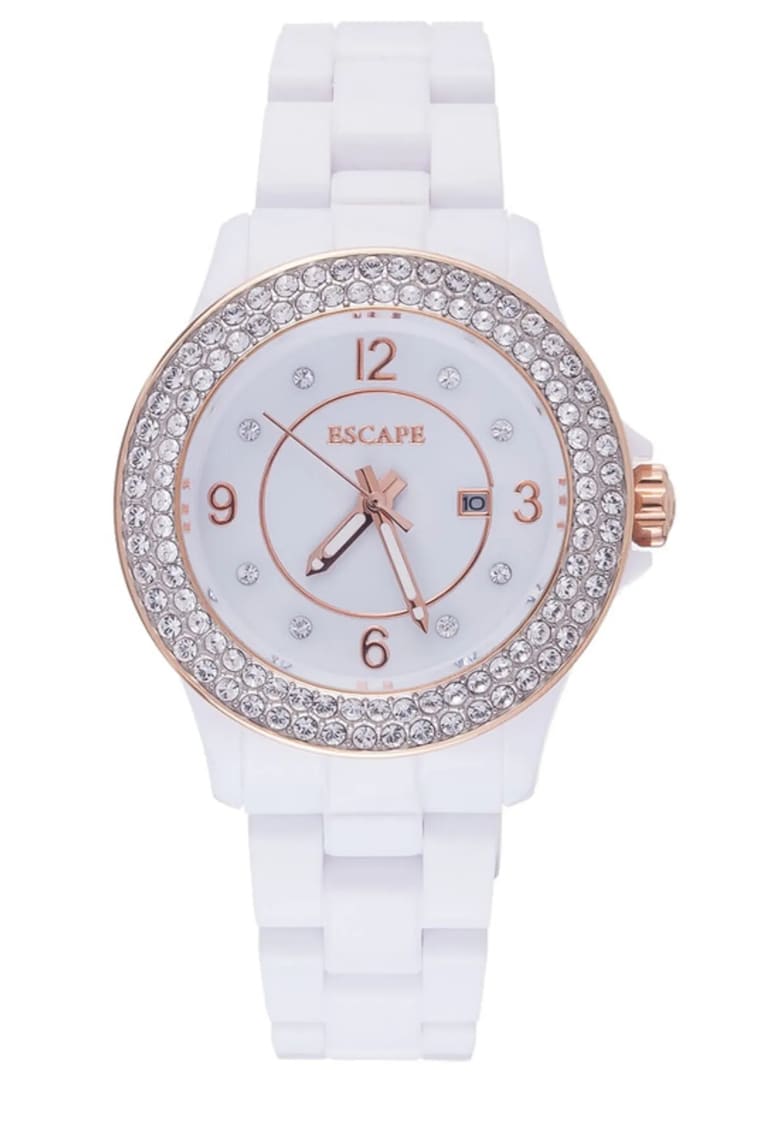 Ceas dama 36 mm - curea plastic alba - rezistenta la apa 5 ATM Ceas dama 36 mm - curea plastic alba - rezistenta la apa 5 ATM