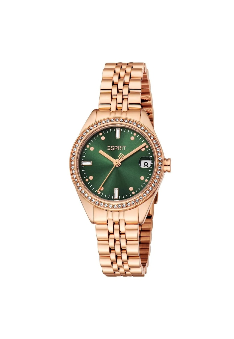 Ceas de mana dama 30 mm - carcasa din otel - curea roz aurie - mecanism quartz