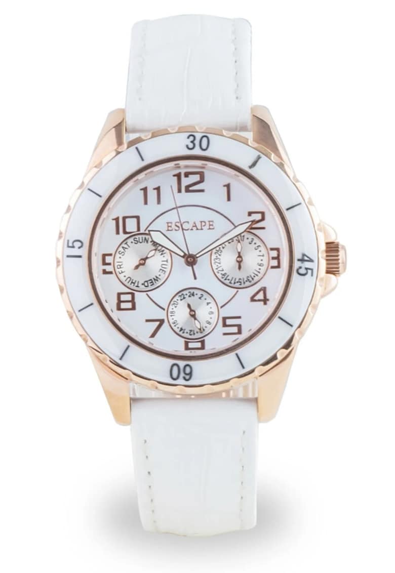 Ceas dama 36 mm - curea piele ecologica alba - rezistenta la apa 5 ATM Ceas dama 36 mm - curea piele ecologica alba - rezistenta la apa 5 ATM