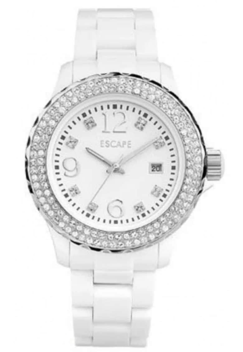 Ceas dama ECP10090 - 40 mm - curea plastic alba - rezistenta la apa 5 ATM Ceas dama ECP10090 - 40 mm - curea plastic alba - rezistenta la apa 5 ATM