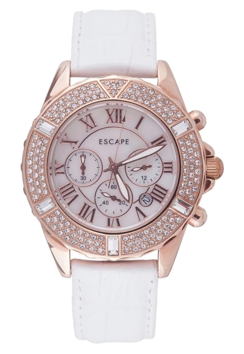 Ceas dama 36 mm - curea otel alba - rezistenta la apa 5 ATM Ceas dama 36 mm - curea otel alba - rezistenta la apa 5 ATM