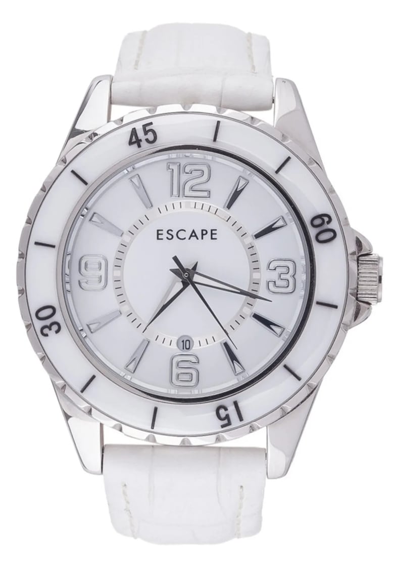 Ceas dama ECP10219 curea piele ecologica argintie 41-45 mm - rezistenta la apa 5 ATM