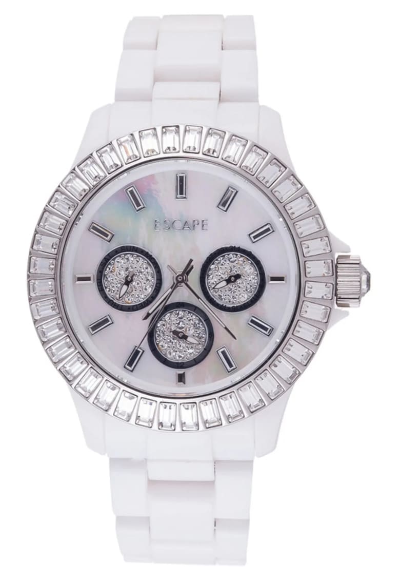 Ceas dama 40 mm - curea plastic alba - rezistenta la apa 5 ATM Ceas dama 40 mm - curea plastic alba - rezistenta la apa 5 ATM