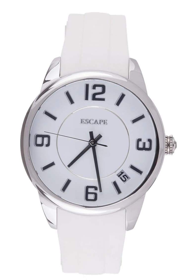 Ceas dama ECP10791 - carcasa plastic 31-34 mm - curea plastic alba - rezistenta apa 5 ATM