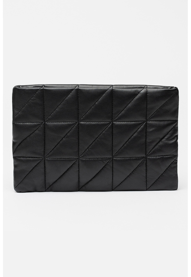 Geanta-plic din piele cu aspect matlasat