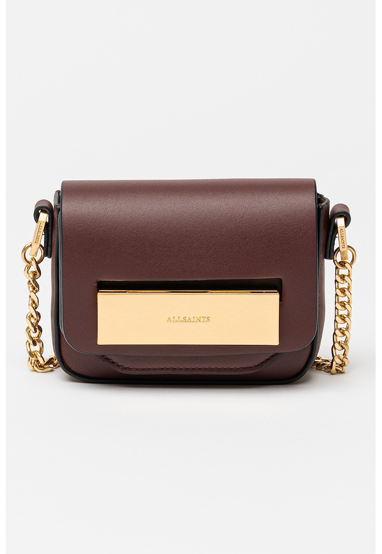 Geanta crossbody de piele cu bareta lant