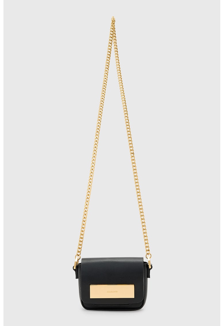 Geanta crossbody de piele cu bareta lant