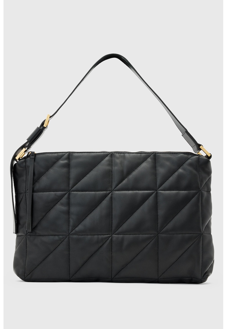 Geanta matlasata din piele cu bareta de umar