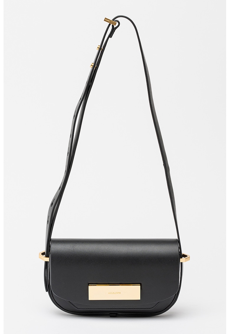 Geanta din piele cu bareta de umar si clapa