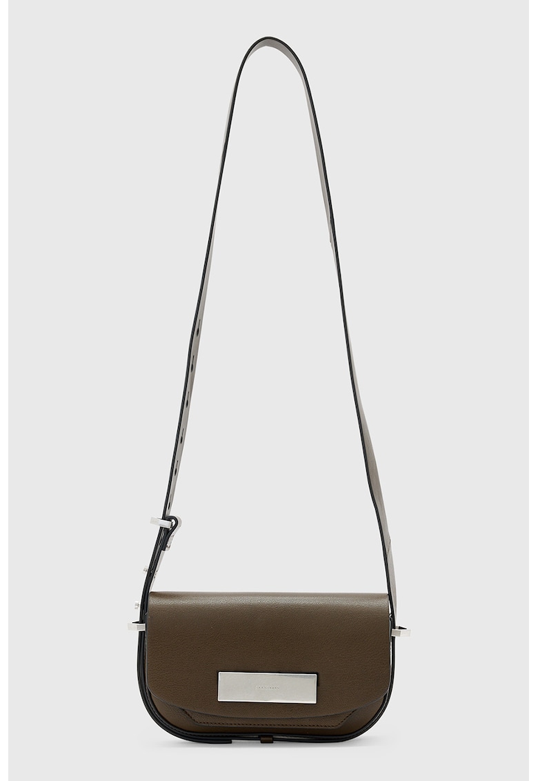 Geanta crossbody din piele cu detaliu logo Geanta crossbody din piele cu detaliu logo