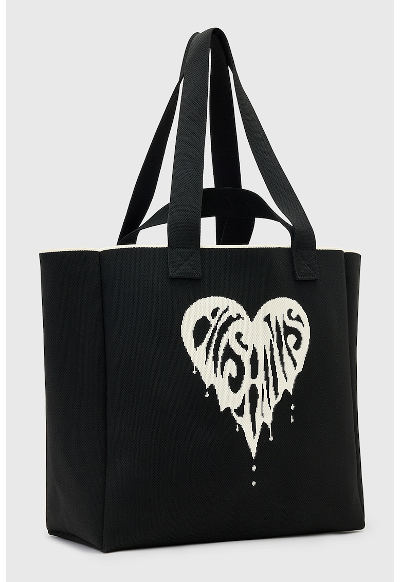 Geanta shopper cu imprimeu cu inima