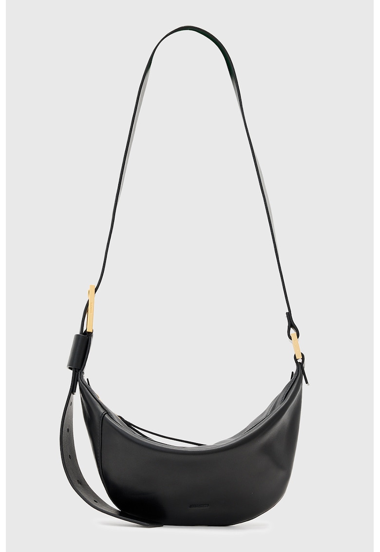 Geanta crossbody de piele cu bareta ajustabila Luna - Negru