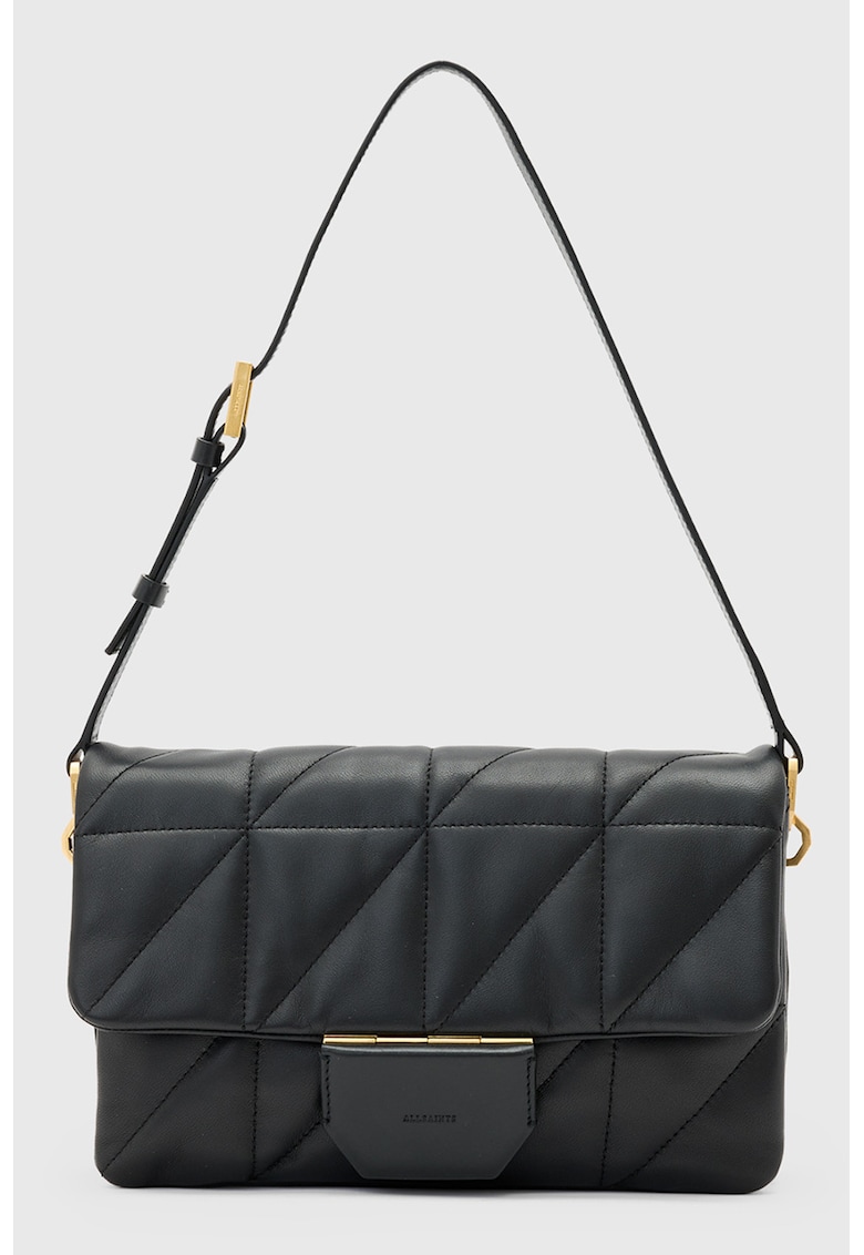 Geanta din piele cu bareta de umar si aspect matlasat