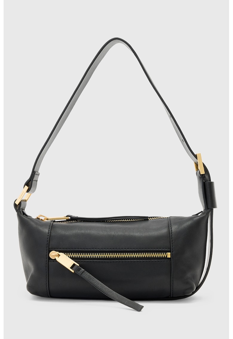 Geanta din piele cu bareta de umar si buzunar frontal