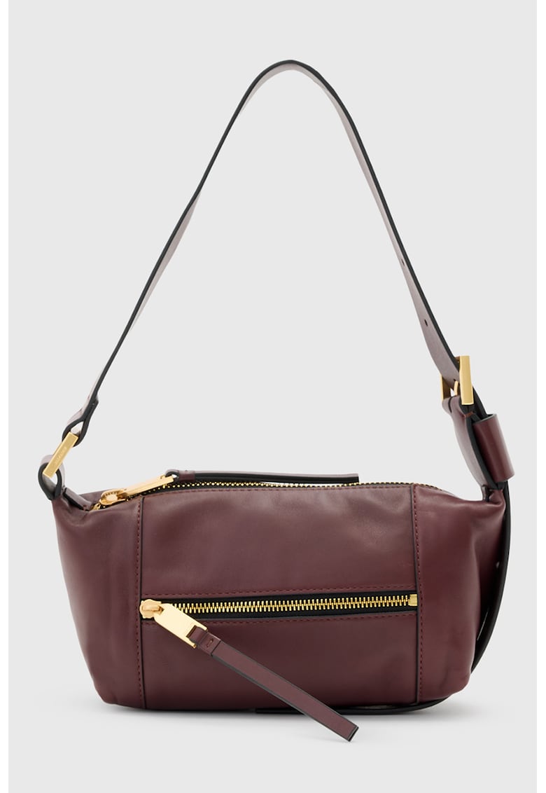 Geanta din piele cu bareta de umar si buzunar frontal