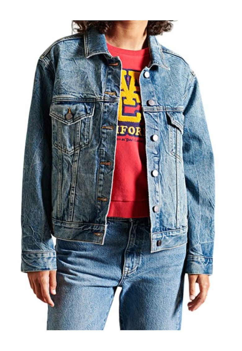 SUPERDRY - Jacheta din denim cu aspect decolorat -