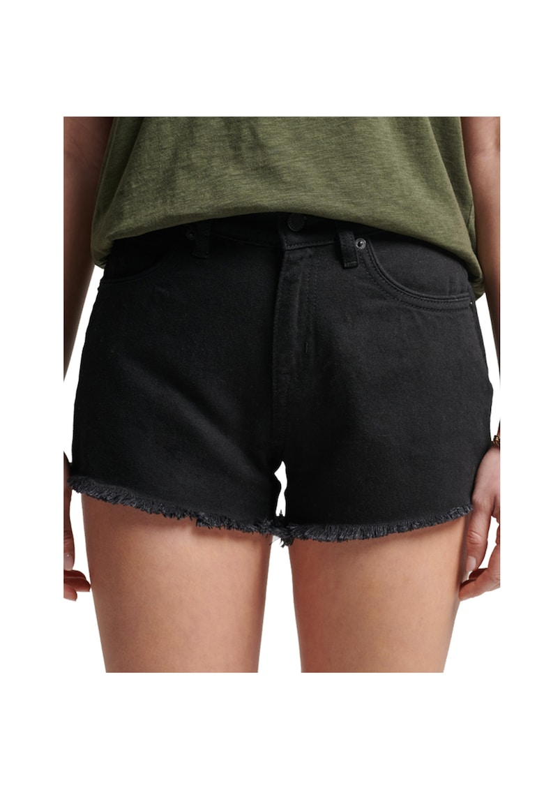 Pantaloni scurti din denim cu terminatii nefinisate