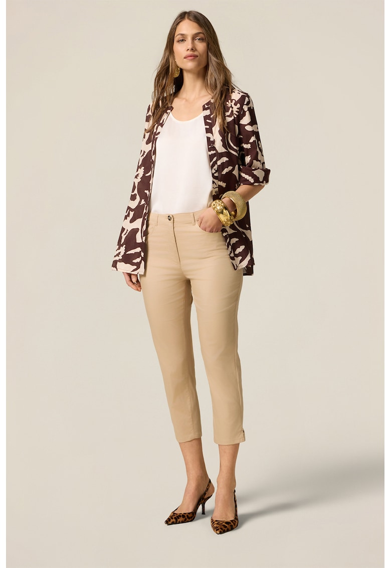 Camasa cu imprimeu grafic - Maro cognac/Alb fildes