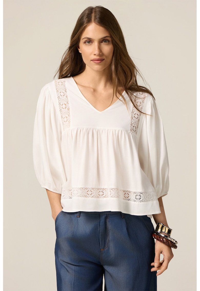 Bluza din amestec de bumbac cu maneci medii