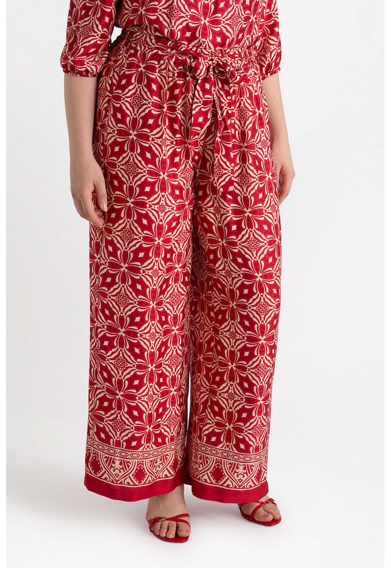 Pantaloni ampli cu model floral