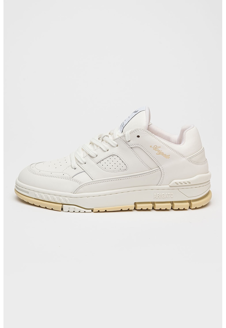 Pantofi sport de piele cu talpa plata si insertii textile