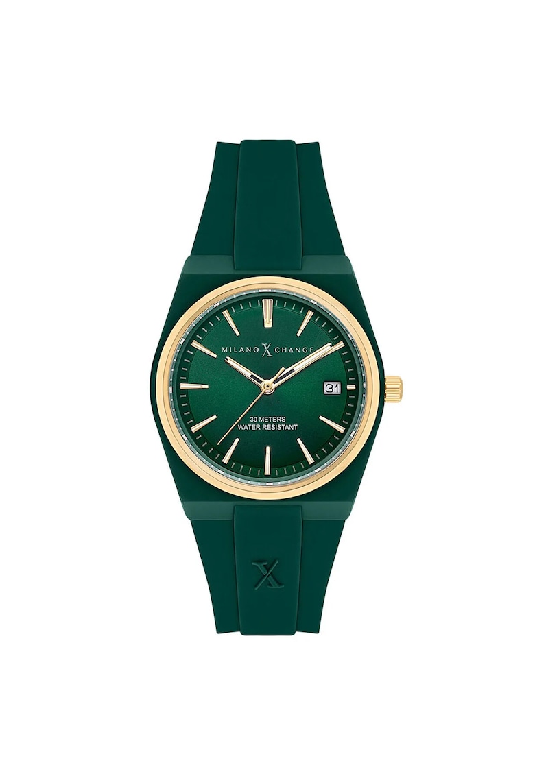 Ceas sport pentru femei 34 mm - carcasa plastic - curea silicon - verde - rezistent la apa 3 ATM Ceas sport pentru femei 34 mm - carcasa plastic - curea silicon - verde - rezistent la apa 3 ATM