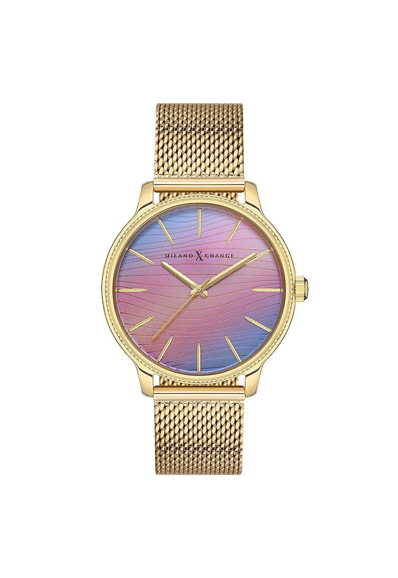 Ceas dama MEX1175 38mm - curea textil aurie - rezistent la apa 3 ATM