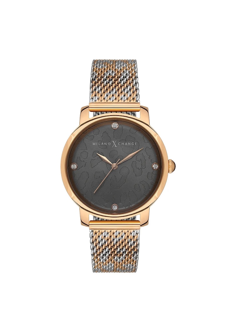 Ceas dama MEX1186 38mm - culoare aurie - curea textila roz - rezistenta la apa 3 ATM