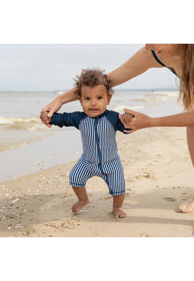 Costum de baie cu protectie solara UPF 50+ -  - Nautical Stripes - Albastru Navy cu dungi - pentru baieti