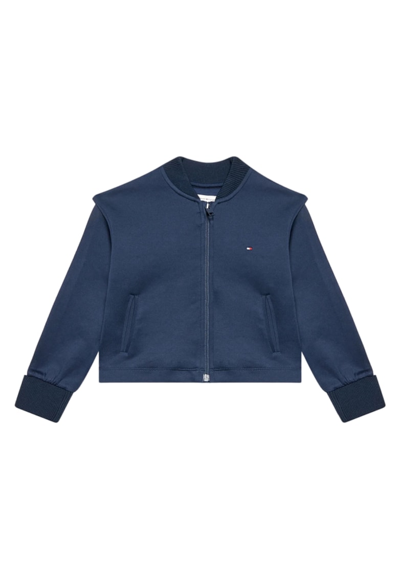 Bluza cu fermoar si terminatii striate -