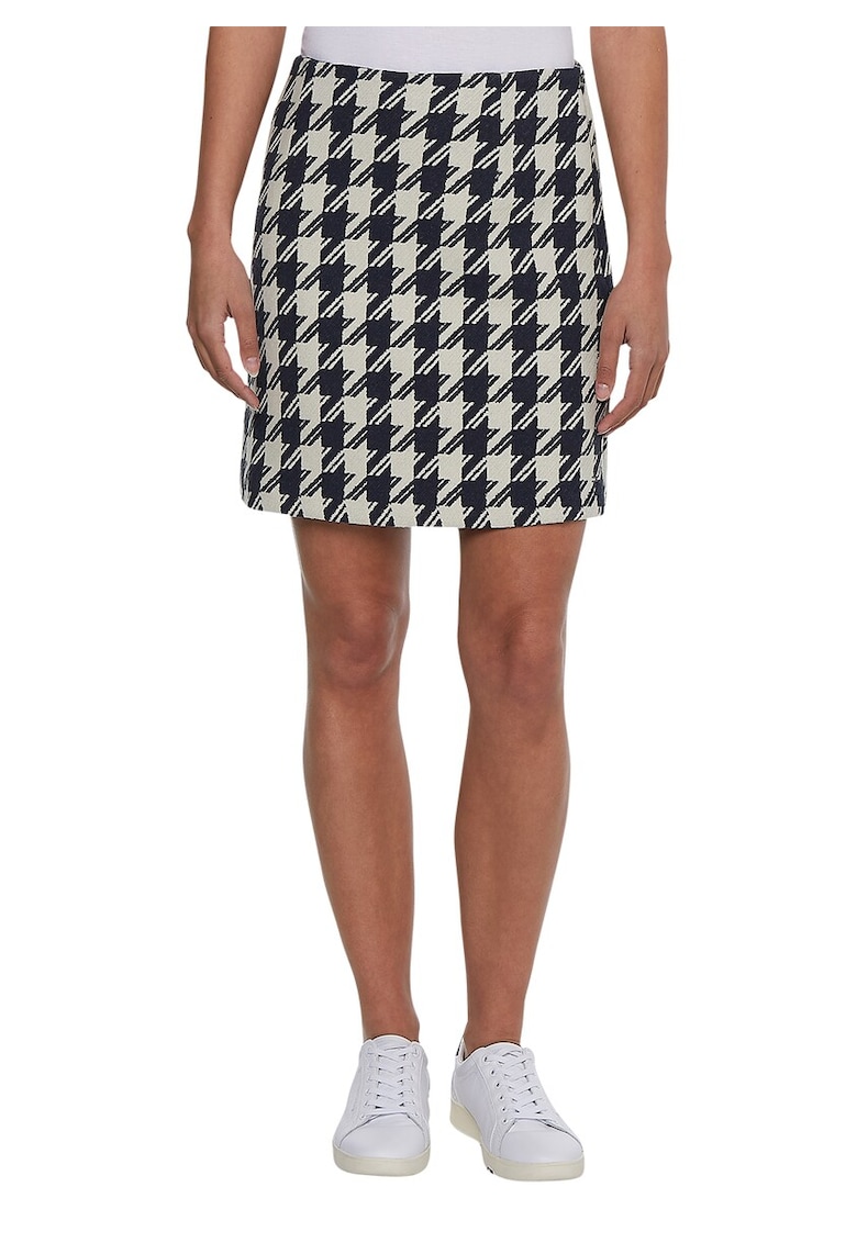 Fusta mini din jacquard cu model houndstooth