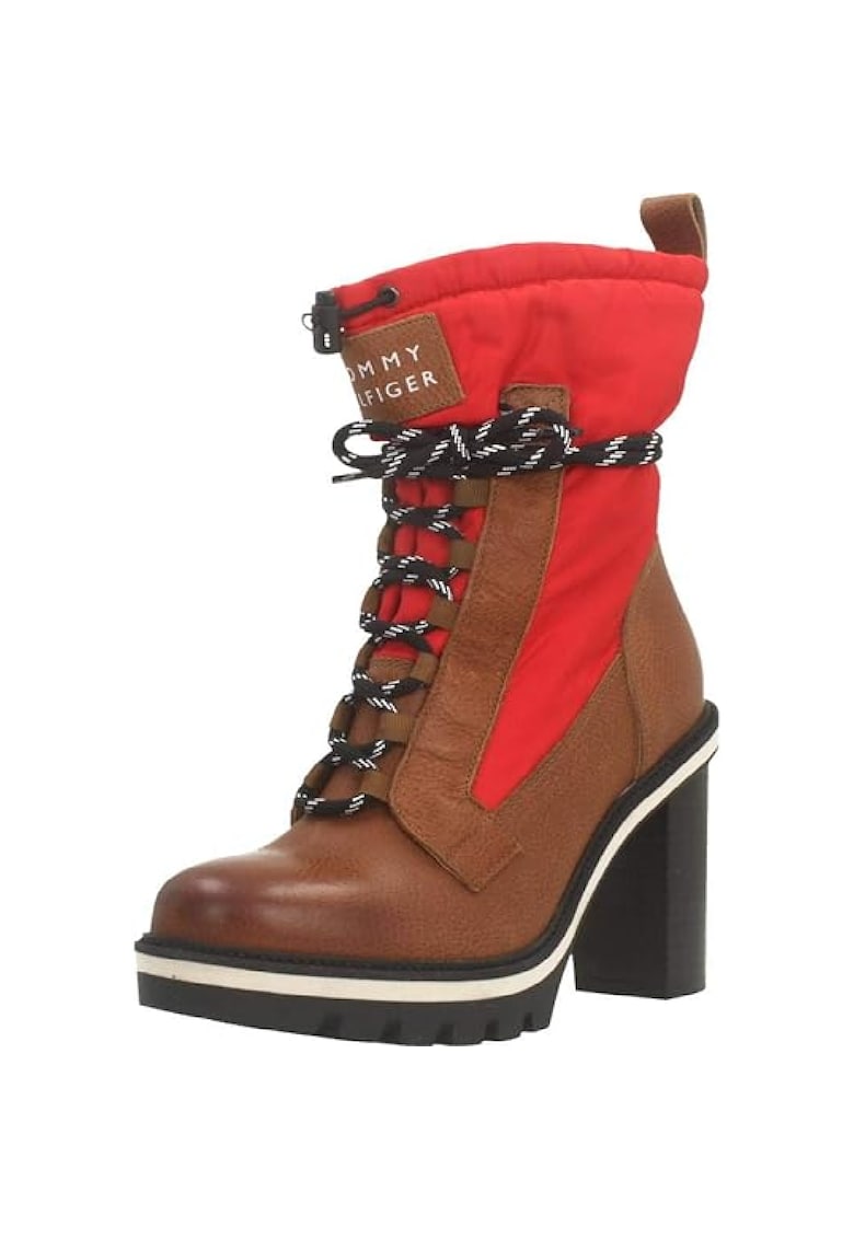 Botine din piele cu toc masiv -